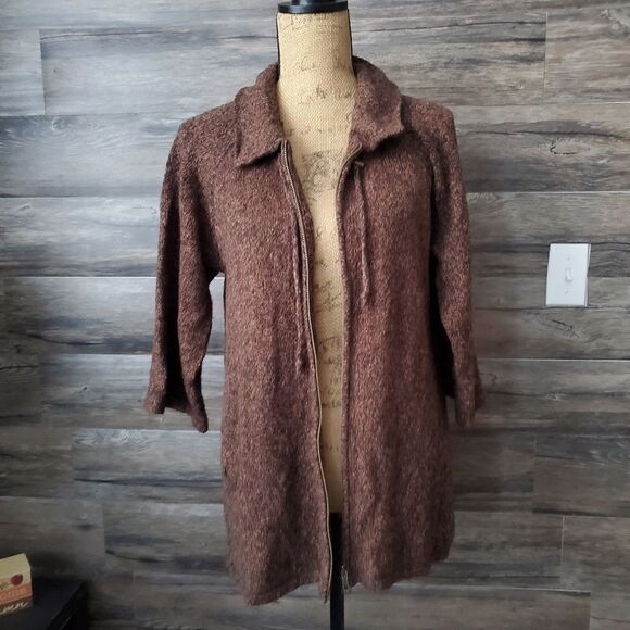 J. Jill Utopia Cardigan Sweater Mixed Texture, Women's Size Large, Rust Brown - Picture 1 of 13